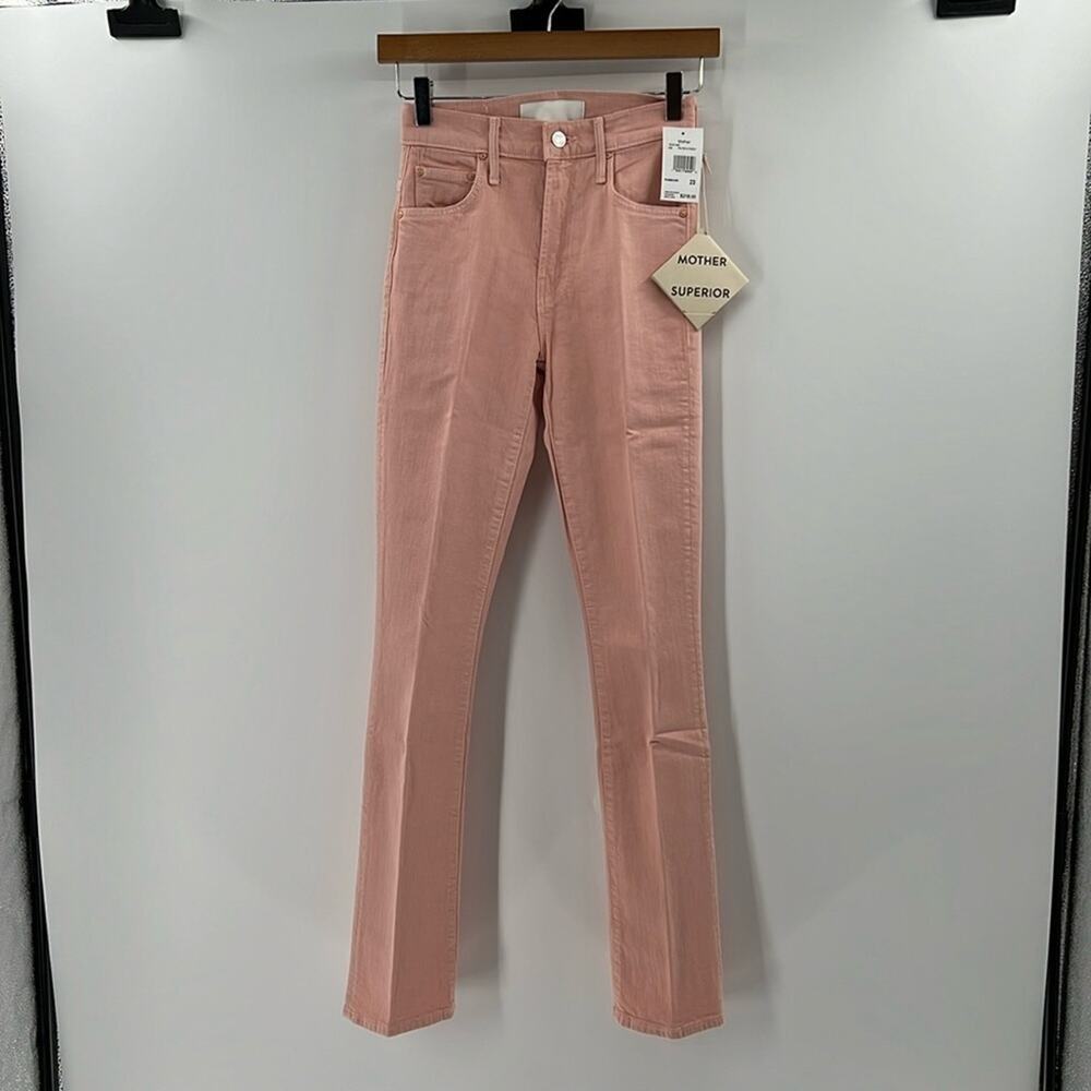 Mother Superior High-Rise Straight Leg Jeans in Dusty Pink